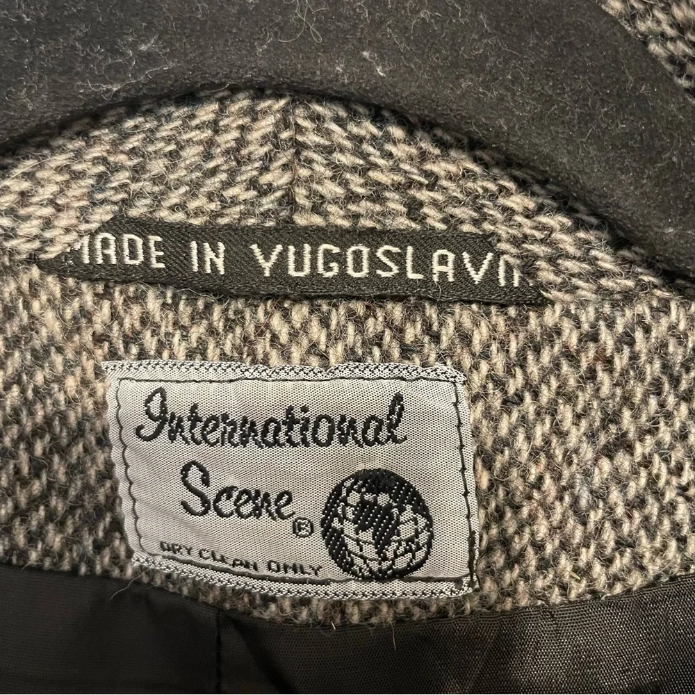 International Scene Blazer Women 7/8 Gray Tweed Vintage Pure New Wool Lines - Picture 6 of 8